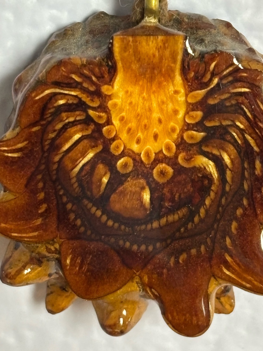 Original Unique Third Eye Pinecone Crushed Sugilite (Glows) High Shine Pendant - Picture 3 of 3